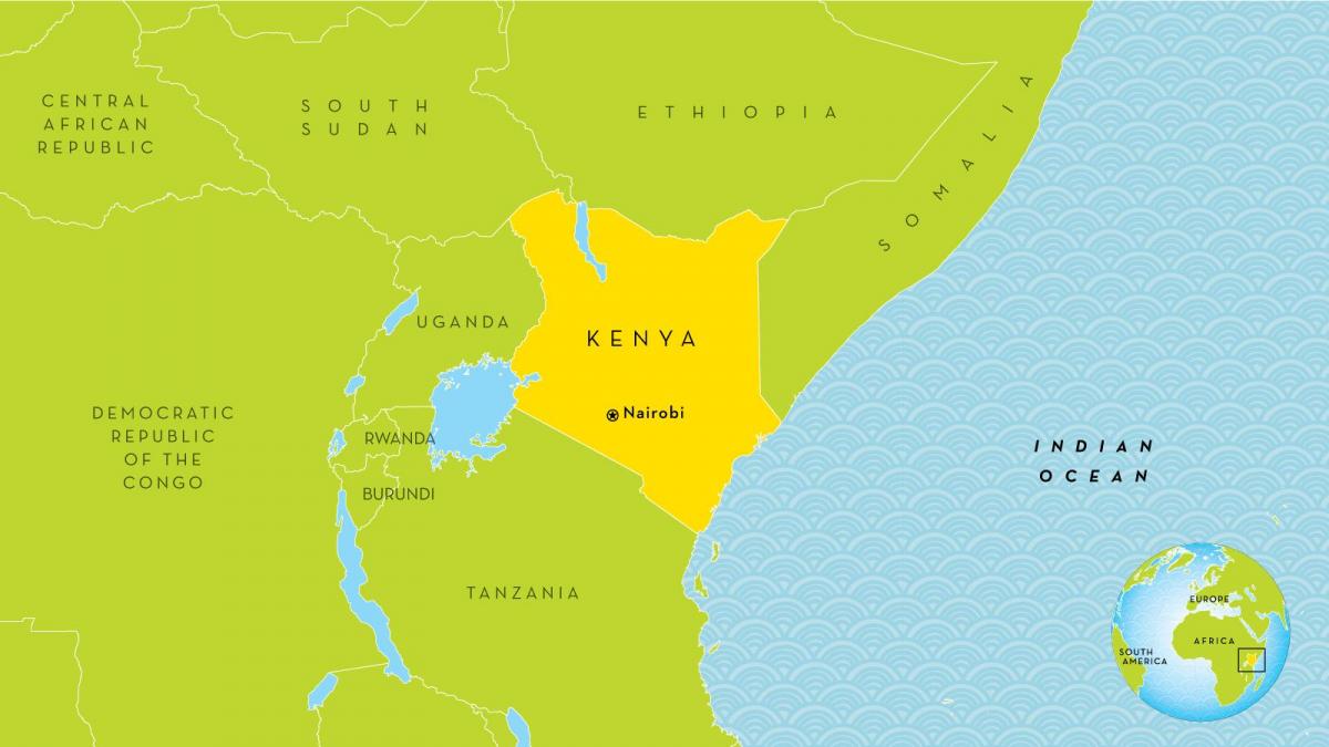 नैरोबी केन्या के नक्शे पर