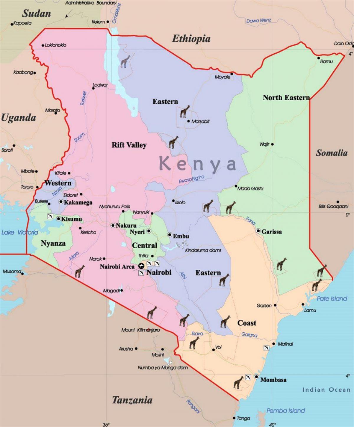 एक मानचित्र केन्या के