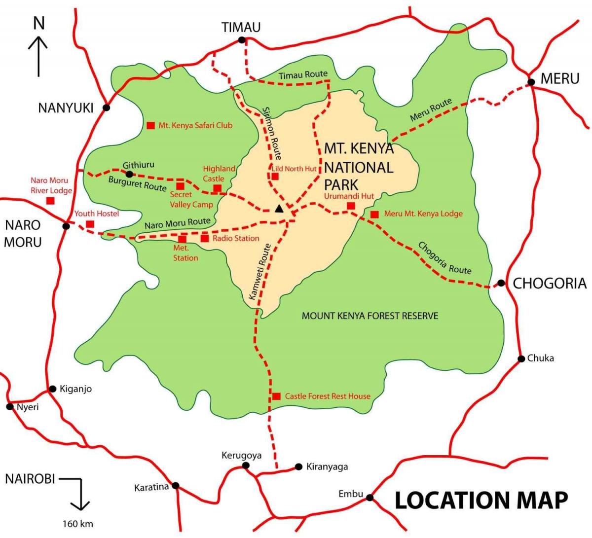 नक्शे के माउंट केन्या