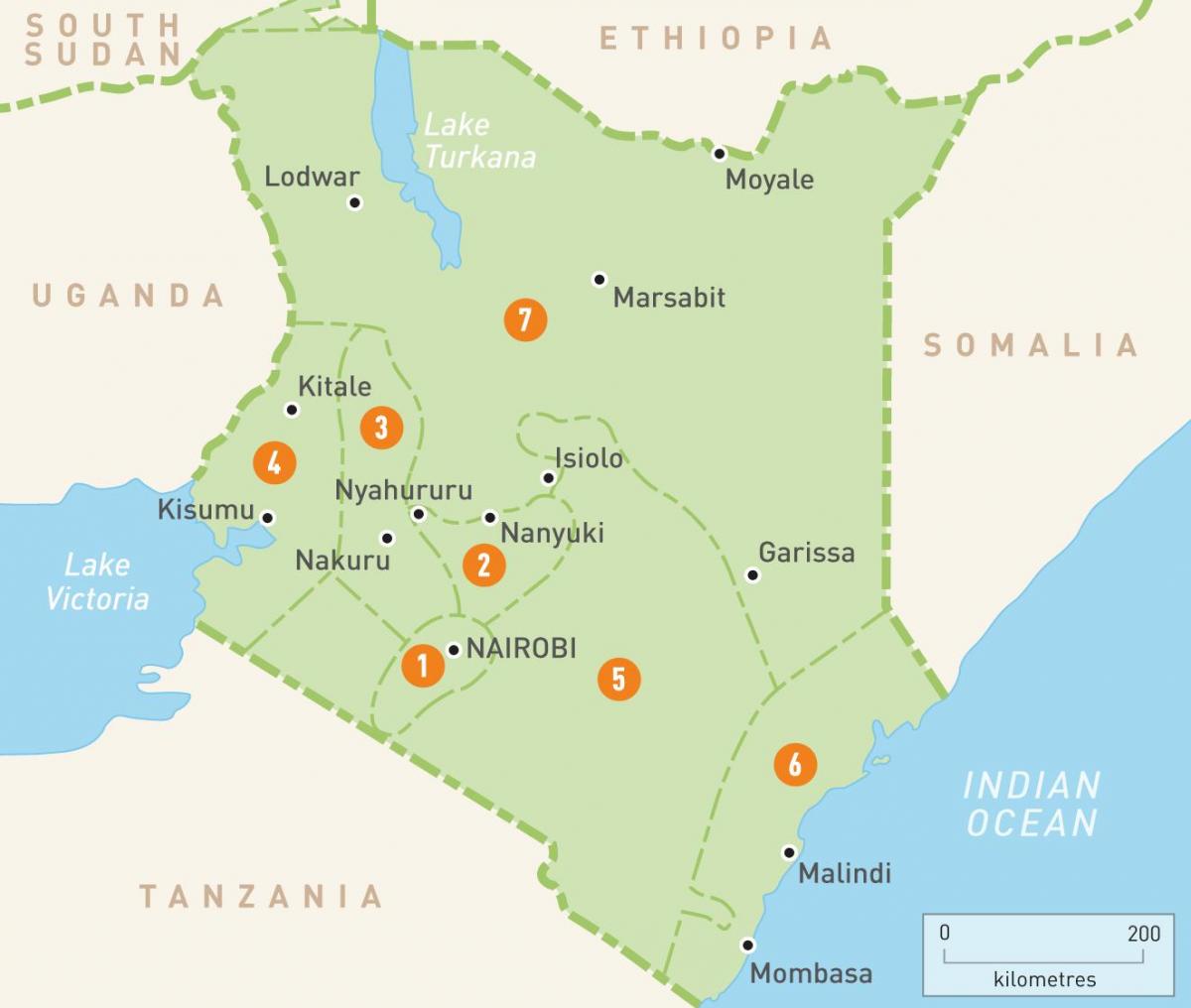 के मानचित्र केन्या दिखा प्रांतों