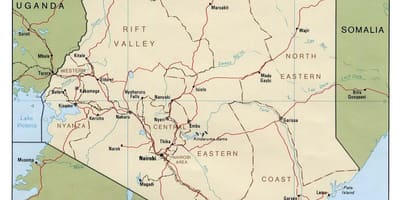 केन्या नदियों का नक्शा
