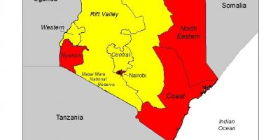 मानचित्र केन्या के मलेरिया