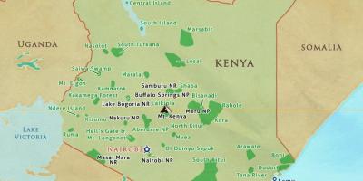 के मानचित्र केन्या राष्ट्रीय पार्क और भंडार